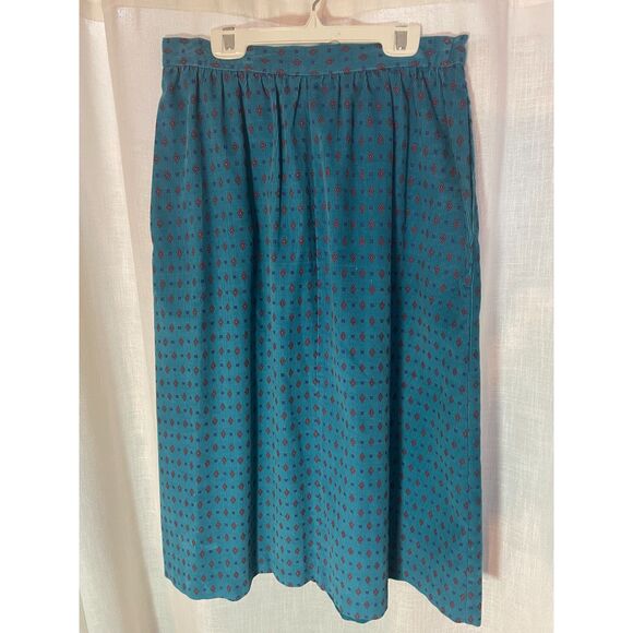 Vintage Sweetbriar Teal Corduroy Dirndl Style Skirt Size M Cottage Core Midi EUC - Picture 2 of 7
